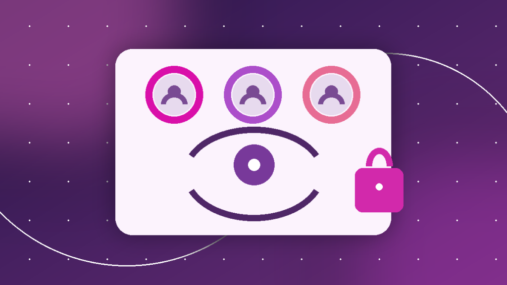 Illustration of Instagram story rings, a viewing eye and a privacy lock